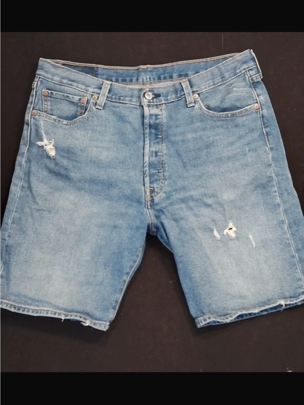 Men's Levis Distressed Light Blue Denim Shorts
